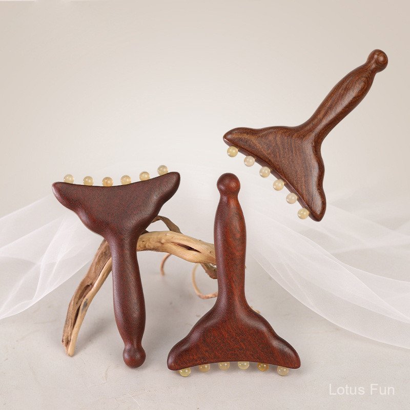 Vàng đàn hương Hạt sừng cừu Massage lược Nâng cơ mặt Toàn thân phổ quát Khai thông Kinh mạch Massager