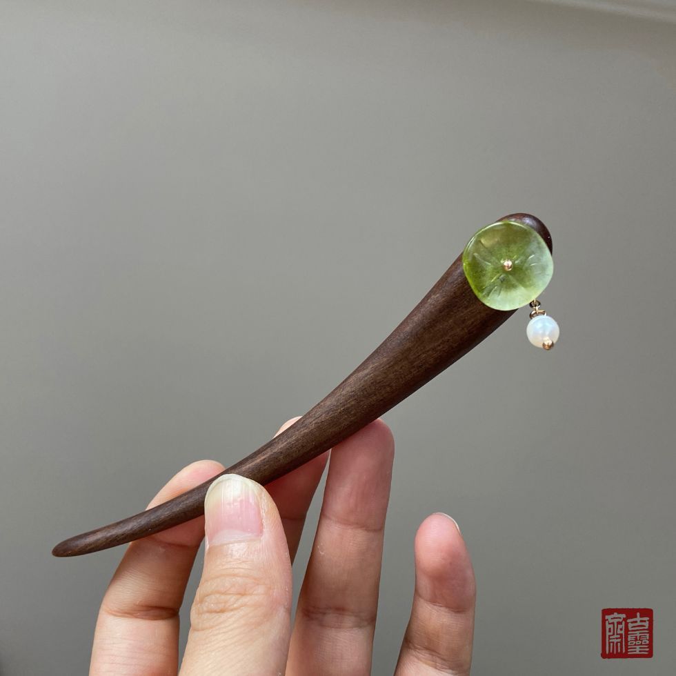 WHX-Hairpin {Zhuluoqing Lotus} Kẹp tóc ngắn 13cm Gỗ đàn hương khắc Kẹp tóc Retro Trung Quốc Niche Thiết kế độc đáo Cảm giác