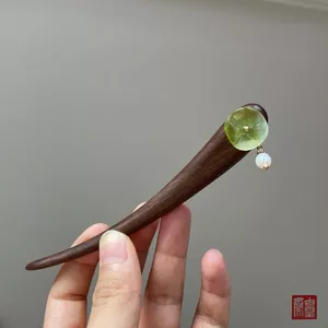 WHX-Hairpin {Zhuluoqing Lotus} Kẹp tóc ngắn 13cm Gỗ đàn hương khắc Kẹp tóc Retro Trung Quốc Niche Thiết kế độc đáo Cảm giác