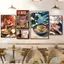 Nhà hàng Ramen sáng tạo Phim hoạt hình Anime Nghệ thuật treo tường, Cửa hàng ẩm thực Sushi Nhật Bản Tranh vải chống thấm nước không khung, Phong cách Nhật Bản Izakaya Phòng ăn Trang trí bức tranh tường