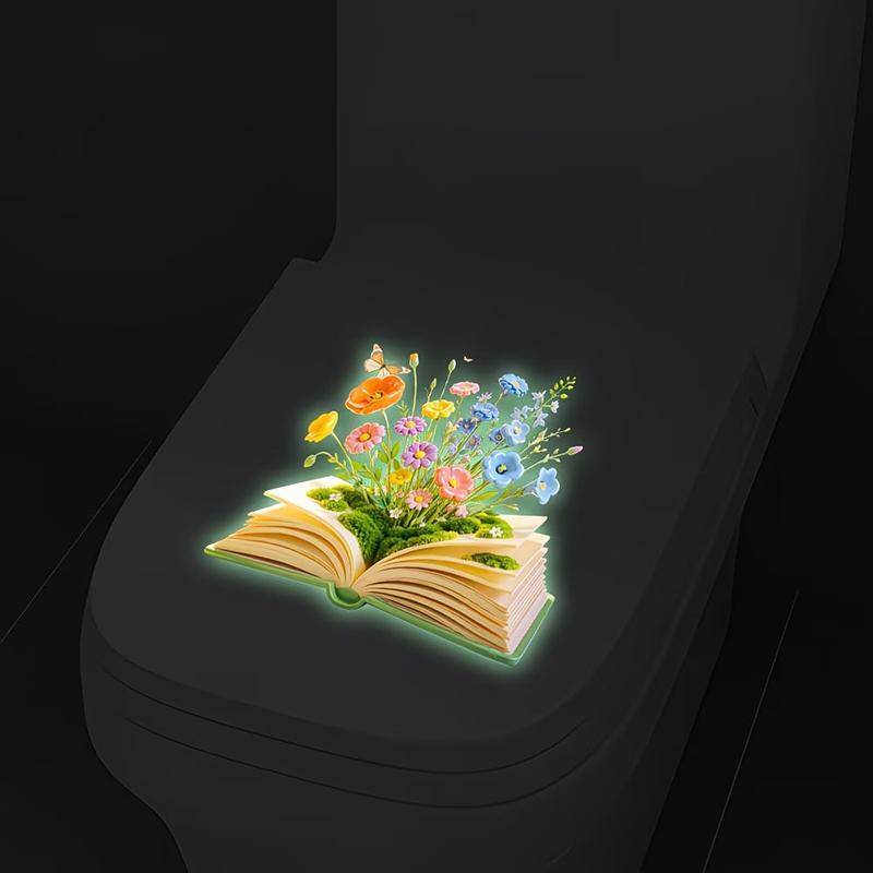 {BUDDI} Glow In The Dark Toilet Flower Stier Đề can dán tường có thể tháo rời bằng hoa dạ quang Trang trí phòng tắm Nhà DIY {buddingenergy}