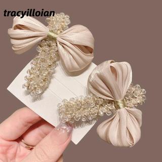 Kẹp Tóc Pha Lê TRACELIOIAN, Kẹp Tóc Mỏ Vịt Thời Trang Tối Giản Đa Năng, Kẹp Tóc Pha Lê Nơ Thanh Lịch Nữ