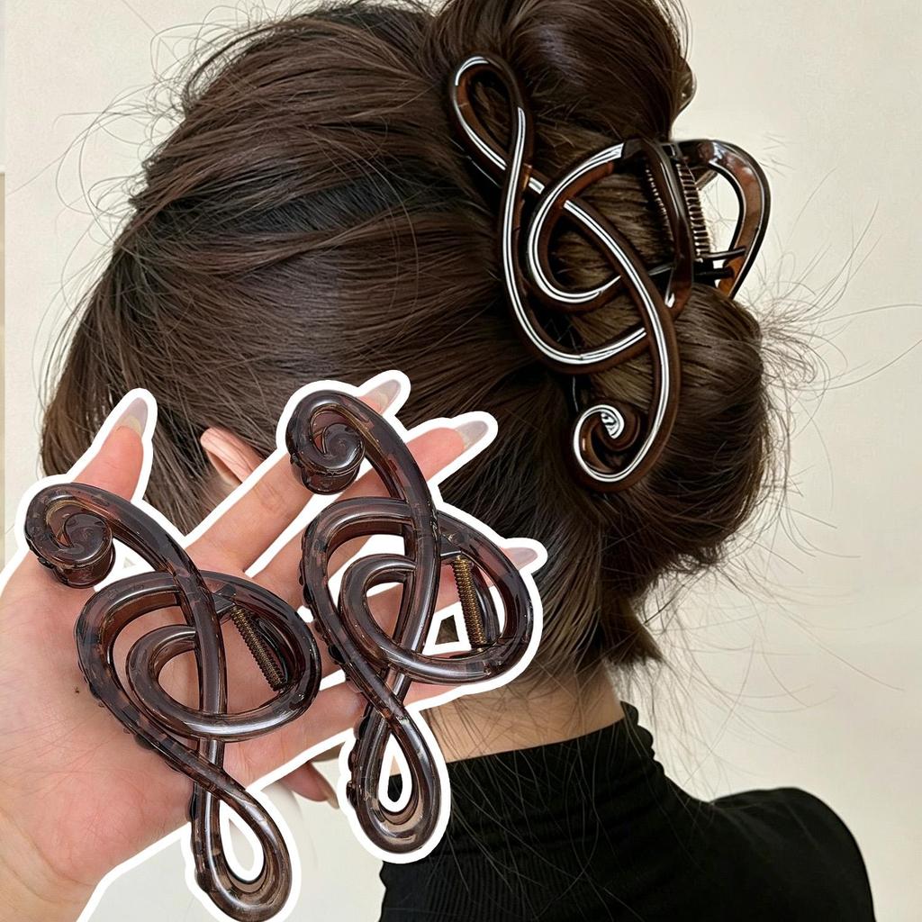Kẹp Móng Vuốt Tóc Nhựa Tối Giản - Vintage Ins Musical Note Style - Size Lớn Thời Trang Đuôi Ngựa Phụ Kiện Tóc Cho Bé Gái