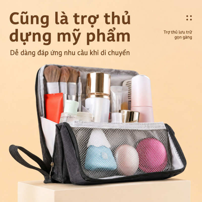 Túi Trang Điểm Đa Năng Cao Cấp - Thiết Kế Đứng Nhiều Ngăn, Chống Thấm, Bạn Đồng Hành Mọi Lúc