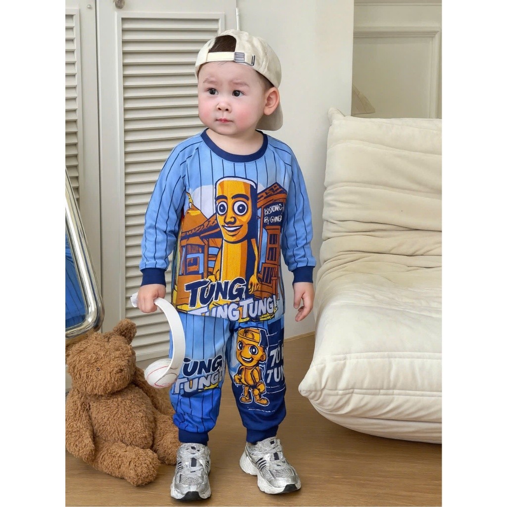 Sét đồ thu đông cho bé 7-50kg COMBO 3Bộ/3màu TREND hoạt hình TUNGTUNG SAHUA