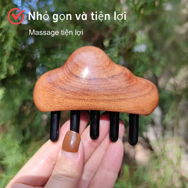 Lược Gỗ Đàn Hương Hình Đám Mây – Massage Da Đầu, Khai Thông Kinh Lạc, Làm Mượt Tóc, Trị Liệu Tại Nhà, Tiện Lợi Mang Theo