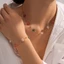 Vòng tay chuỗi hoa WEETW, Vòng cổ trái tim đính cườm đa năng tinh tế, Hợp thời trang mới có thể xếp chồng lên nhau mạ đầy màu sắc Trang sức chống nước đám cưới