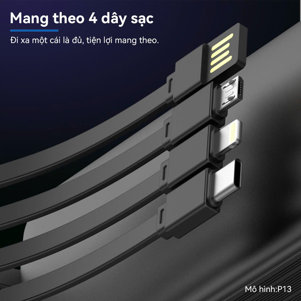 Pin Dự Phòng 30000mAh Sạc Nhanh PD 20W / 22.5W Chứng Nhận 3C Tích Hợp 4 Dây Cáp Sạc Tiện Lợi Màn Hình LED Hiện Thị Pin