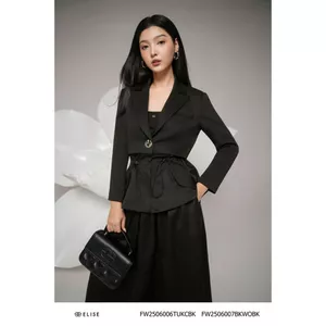 Vest umi đen phối vạt tafta thiết kế Elise FW2506006TUKCBK