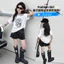 Bé Gái Graffiti Dây Áo Thun Mùa Hè Phong Cách Mới Trẻ Em Rời Khâu Top