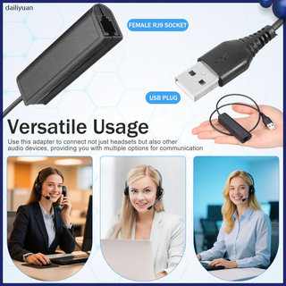 Dây chuyển đổi Rj9 sang USB bằng nhựa để kết nối tai nghe máy tính trong suốt màu đen dailiyuan