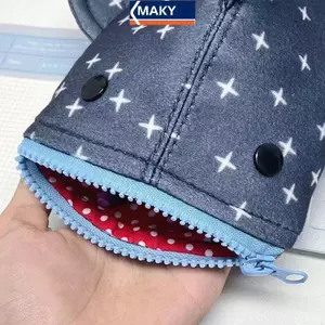 MAKY Sáng Tạo Kawaii Ngôi Sao Cá Mập Hộp Đựng Hoạt Hình Ngộ nghĩnh Miệng Cá Mập Dây Kéo Túi Đựng Bút Chì Cá Mập Dễ Thương Văn Phòng Phẩm Túi Bảo Quản Quà Tặng VN