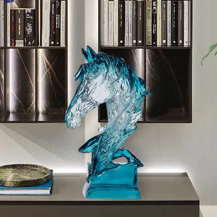 đồ trang trí để bàn decor phòng khách hiện đại tượng ngựa đầu ngựa resin xanh dương sang trọng đồ trang trí phòng ngủ đồ trang bàn làm việc decor bàn làm việc văn phòng trang làm việc đồ decor khách h