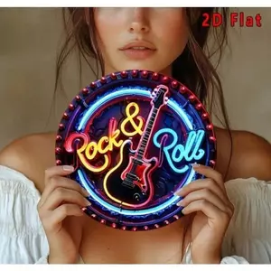 CIFbuy Retro Neon Ký Kim Loại Treo Tường Nghệ Thuật Vintage Tròn Mảng Bám Thanh Nhà Để Xe Người Hang Trang Trí