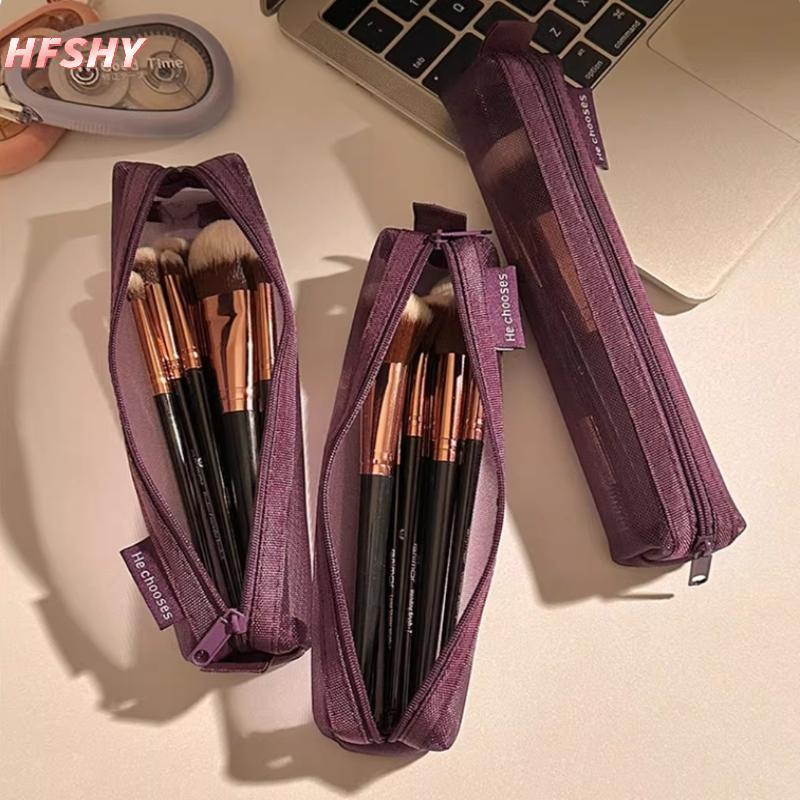 HFSHY Nylon Lưới Trang Điểm Sắp Xếp Trong Suốt Có Thể Nhìn Thấy Dung Tích Lớn Di Động Cho Lipsti Bút Chì Kẻ Lông Mày Lưu Trữ Du Lịch VN