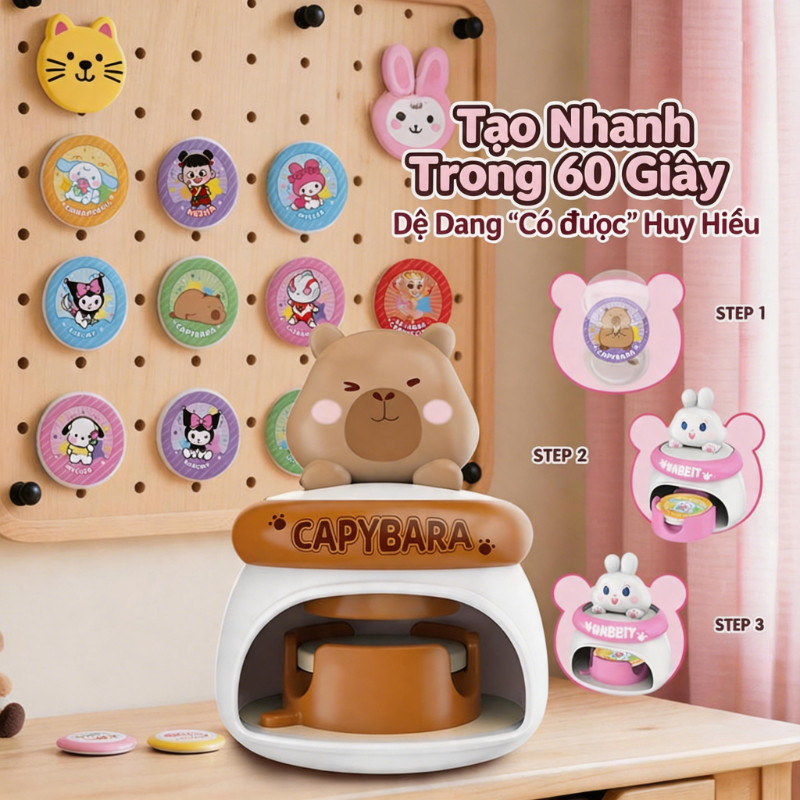 【SKISOPGO】Máy Tạo Huy Hiệu Sticker Sáng Tạo Cho Bé,máy ép Tự Làm Huy Hiệu Handmade Quà Tặng Trẻ Em,An Toàn, Chơi Lâu