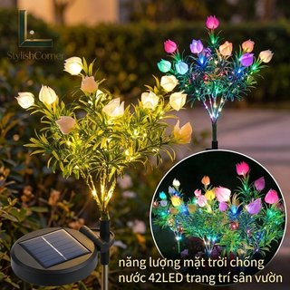 Đèn sân vườn năng lượng mặt trời Gardenia Hoa chống nước Sân ngoài trời Con đường hàng rào Trang trí ấm áp Nhiều màu