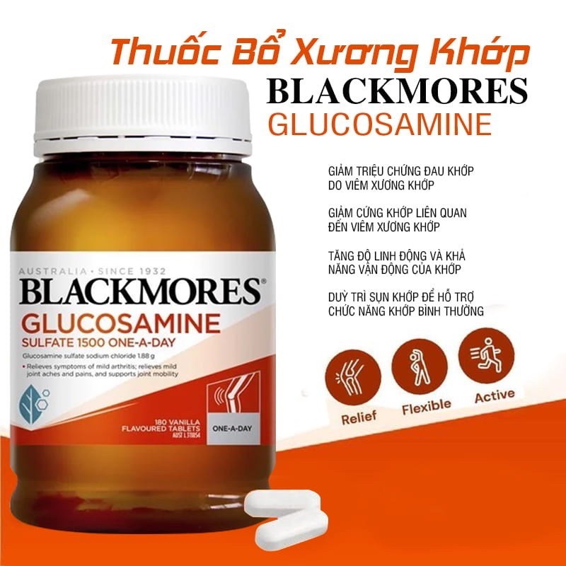 Glucosamine Blackmores 1500mg mẫu mới, date mới- Xương khớp Glucosamine, Giảm đau nhức, thoái hoá