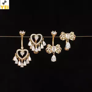 Nhẫn rốn zircon giả kim cương, trang sức cơ thể dành cho nữ mới