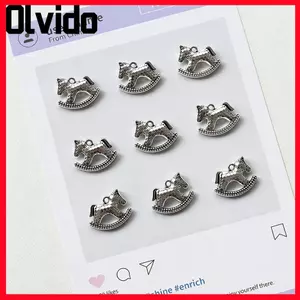 OLVIDO 10 Cái Mặt dây chuyền ngựa lắc lô, Tay nghề tinh tế Mặt dây chuyền ngựa bập bênh bằng hợp kim kẽm, Thiết kế sơn phong cách đơn giản Mặt dây chuyền hợp kim quyến rũ Đồ thủ công DIY