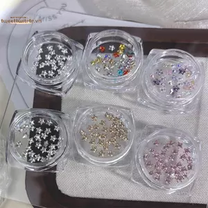 TRTR 1 Hộp 30 Chiếc Lấp Lánh Pentagram Zircon Móng Tay Quyến Rũ Dễ Thương Tối Giản Flatba Kim Cương Giả 3 Mm Nhiều Màu Ngôi Sao Mini Đá Quý Móng Tay Nghệ Thuật Trang Trí Cho DIY Phần Móng Tay VN