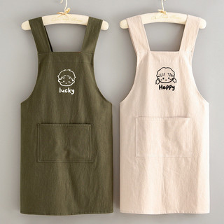 Tạp dề vải cotton kiểu Hàn Quốc, phù hợp cho nấu ăn trong gia đình, phục vụ tiệm hoa và làm móng, tạp dề cổ điển thoáng khí, chống bẩn và bền, có thể tùy chỉnh logo