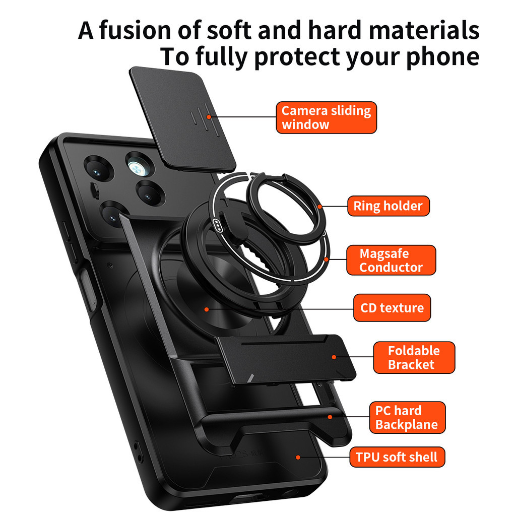 Ốp Điện Thoại Đa Năng Sang Trọng Thích Hợp Cho Infinix Hot 40 Pro 4G 50 60 70 Dây 360°Giá đỡ vòng có vỏ máy ảnh Vỏ bảo vệ toàn diện chống sốc