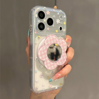 Sang Trọng Trong Suốt Màu Sắc Màn Hình Hoa Từ Giá Đỡ Ốp lưng Thích Hợp Cho iPhone17 Pro Max 16 15 Pro Max Chống Sốc Bảo Vệ Camera Ốp Lưng Cứng Chống Rơi