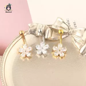 Tinh Tế Zircon Thép Không Gỉ Cơ Thể Trang Sức Hoa Bụng Nút Nhẫn Dangling Piercings Phụ Kiện Dễ Thương Goth Nữ Gợi Cảm Rốn Xuyên Mới