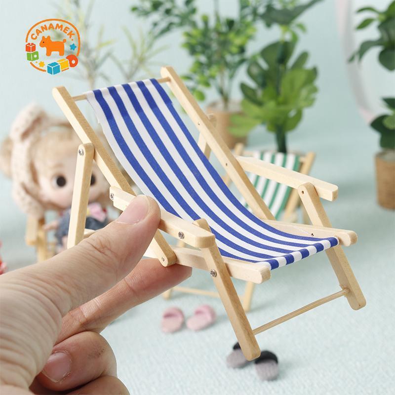 CANAMEK 1: 12 Nhà Búp Bê Mini Có Thể Gập Lại Bãi Biển Ghế Phòng Chờ Mô Hình Nhà Búp Bê Trang Trí Nội Thất Micro Cảnh Đạo Cụ Xây Dựng CSF