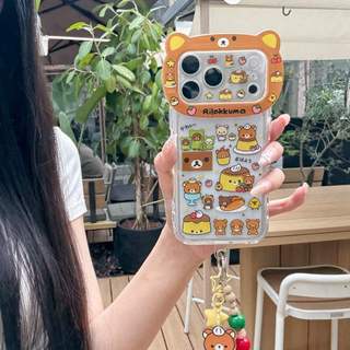 Vỏ 17promax Dễ Thương Rilakkuma Pudding Theo Chủ Đề Cho iphone 17 17Air 16 15 14 13 Pro Max Vỏ Điện Thoại 17promax Với Handmade Đính Hạt Charm Tai Gấu Bảo Vệ Camera