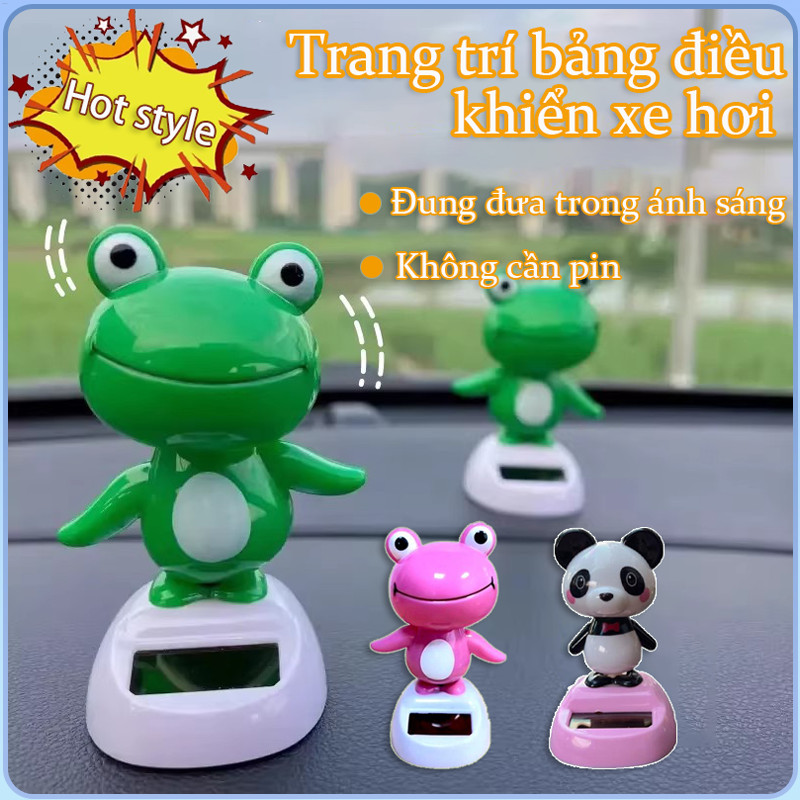Trang trí xe hơi năng lượng mặt trời hình con ếch Đồ trang trí đầu lắc chạy bằng năng lượng mặt trời