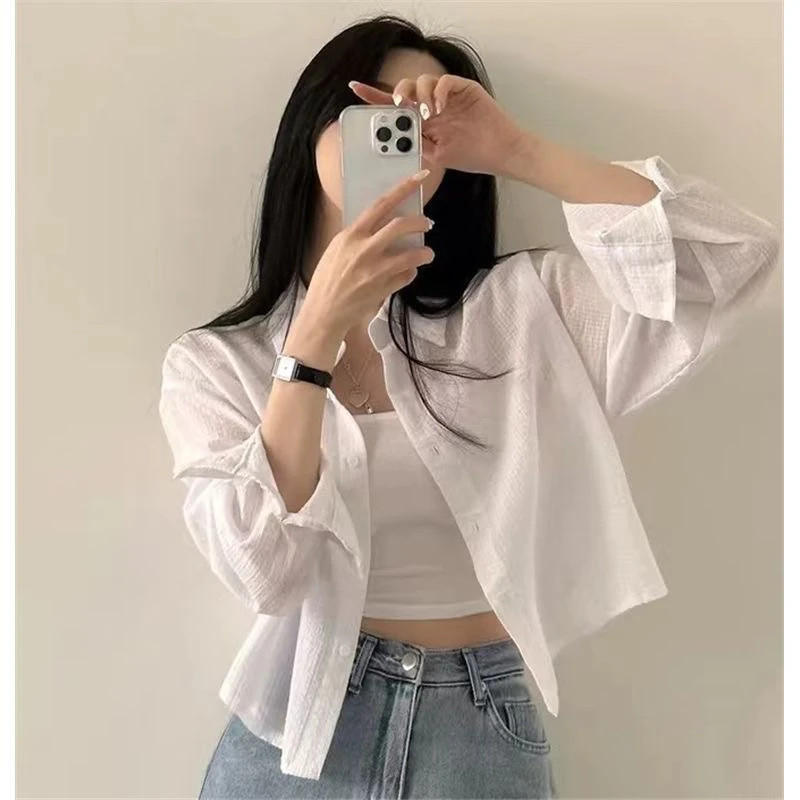 Áo Sơ Mi Nữ Phong Cách Hàn Quốc Thiết Kế Sọc Niche Mới Tay Dài