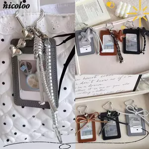 Giá đỡ Photocard NICOLOO Kpop Idol, Hộp đựng thẻ Y2k bằng da PU, Hộp đựng thẻ mặt dây chuyền hiển thị ảnh INS