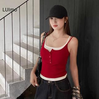 LUImo Summer Pure Desire Giả Hai Mảnh Màu Sắc Tương Phản Vỏ Camisole Vỏ Đa Năng Có Miếng Lót Ngực SBS