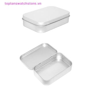 Toplanswatchstore Kim Loại Hình Chữ Nhật Trống Mini Thiếc Mạ Đẩy Kẹo Đựng Thuốc Bản Lề Sắp Xếp Bảo Quản VN