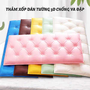 Tấm Xốp Dán Tường 3D GADI, Vân Giả Da Bọc Nệm Dày 7mm Chống Va Đập An Toàn Cho Trẻ Nhỏ