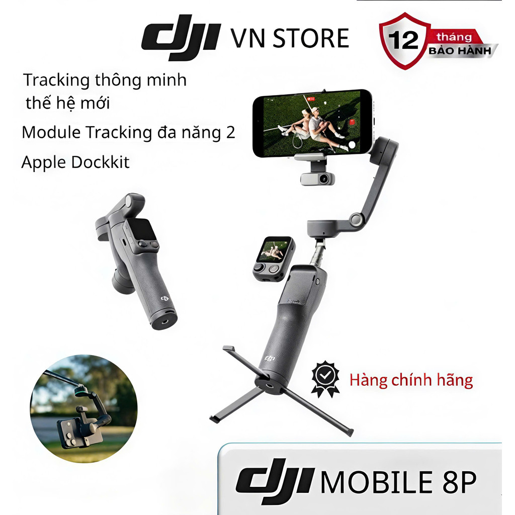 Gimbal điện thoại DJI Osmo Mobile 8P Điều khiển từ xa - Xoay 360 - Chống rung chuyên nghiệp - DJI VN