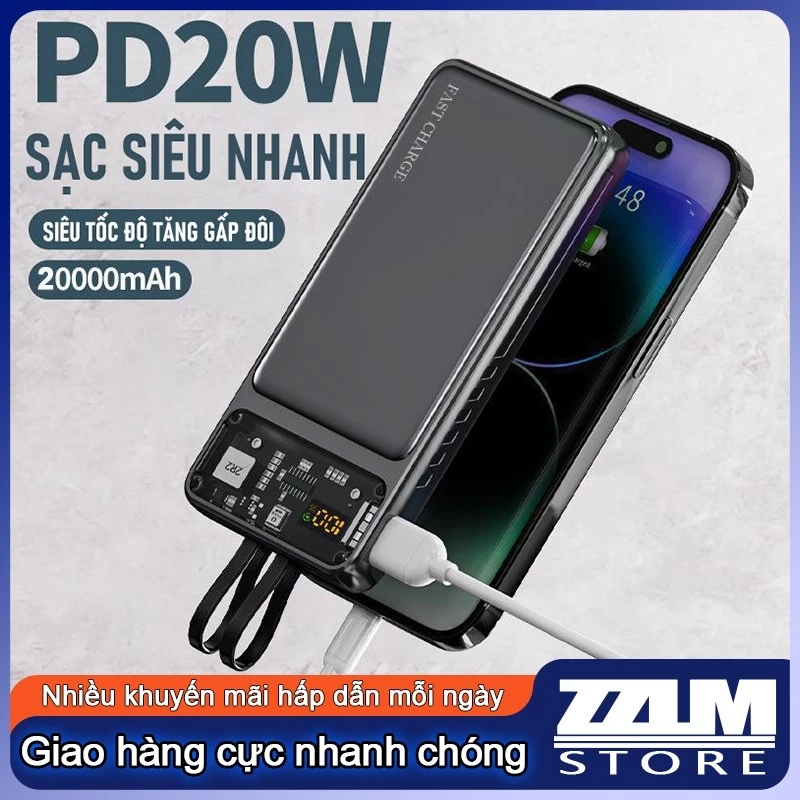 Pin dự phòng sạc nhanh 20000mAh kiểu Mecha, pin dự phòng đa giao diện di động, pin dự phòng sạc siêu nhanh 22.5W
