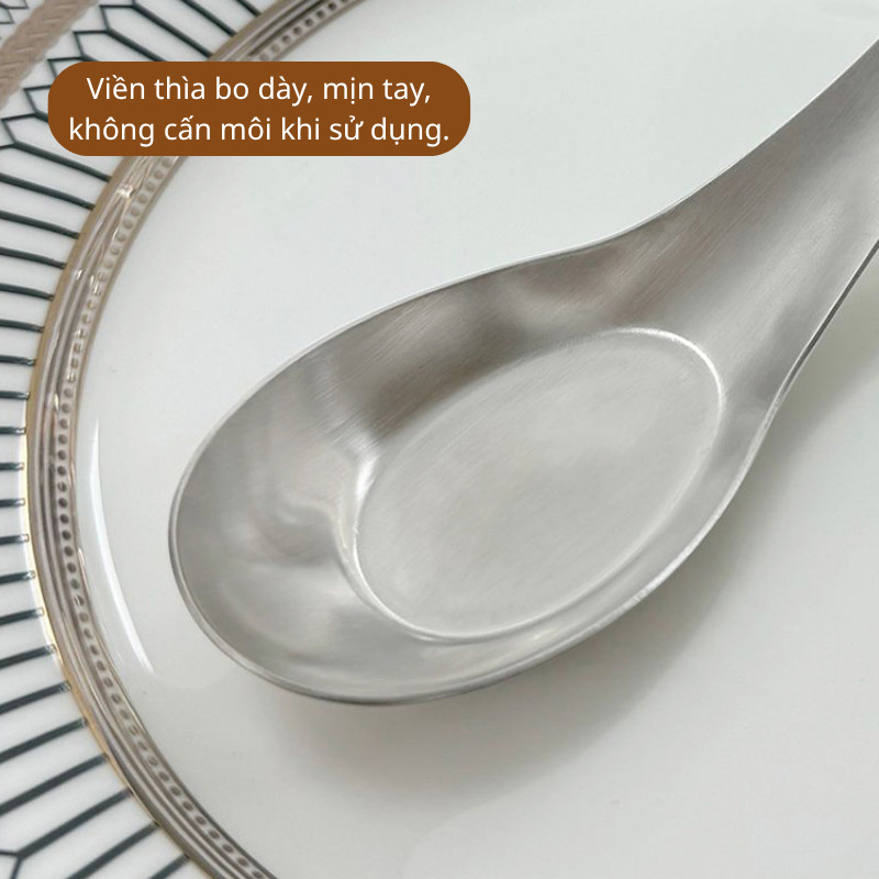 Thìa Inox 304 Lòng Sâu Hình Thuyền KOOBEE – Bề Mặt Mờ, Viền Mịn, Đế Phẳng Tự Đứng, Múc Cơm Canh Súp Tiện Lợi | 378