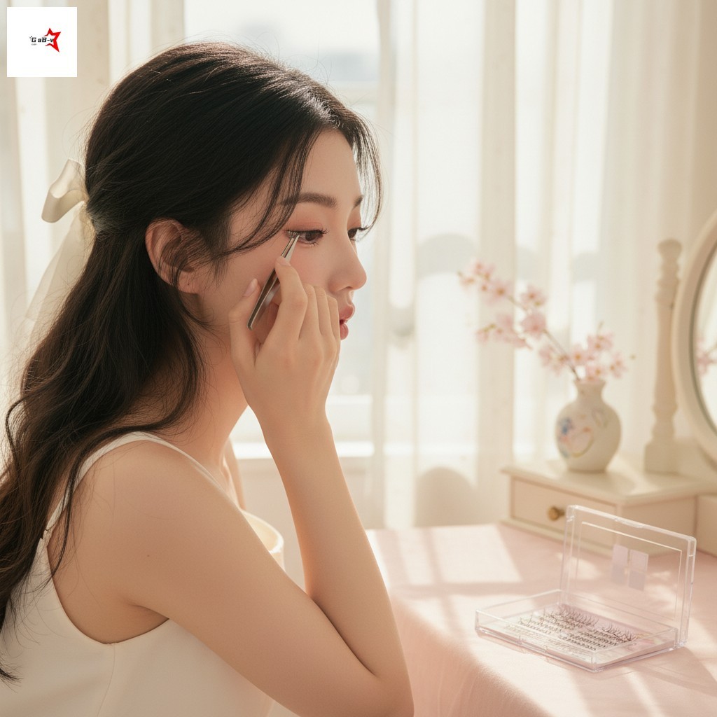 Handmade Đào Dưới Lông Mi Tự Nhiên C Curl 4-6mm Sợi Tổng Hợp Trang Điểm
