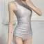 Bạc Xám Dây Rút Đồ Bơi Nữ Ôm Hơn Nhìn Cao Cấp Đồ Bơi Phong Cách Mới Kỳ Nghỉ Tam Giác Một Mảnh