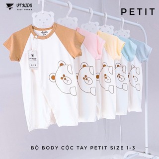 Bộ Body  Cộc Tay PETIT Size 1-3 cho bé sơ sinh với thiết kế đáng yêu phù hợp cho trẻ VT KIDS