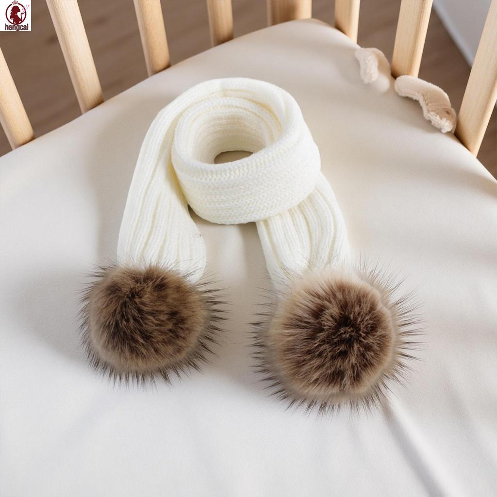 Mũ Trẻ Em Khăn Cho Trẻ Sơ Sinh 6-36 Tháng Với Lông Gấu Trúc Giả Pom Pom Thiết Kế Quả Bóng Kép Mùa Đông Ấm Áp