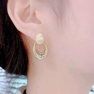 Bông tai hình bầu dục chất liệu đồng, phong cách retro Hàn Quốc và Hồng Kông - sang trọng đơn giản