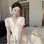 Khăn choàng khâu giả hai mảnh thêu áo thun dệt kim ngắn tay cho nữ mùa hè Slim