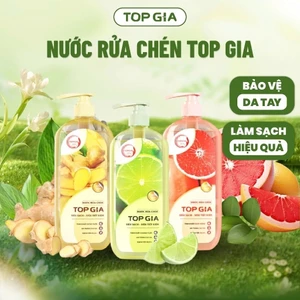 Nước Rửa Chén Bát Top Gia Chai 1Kg Hương Bưởi Hồng, Gừng Tươi, Chanh Tươi Chiết Xuất Tự Nhiên An Toàn Cho Da Tay