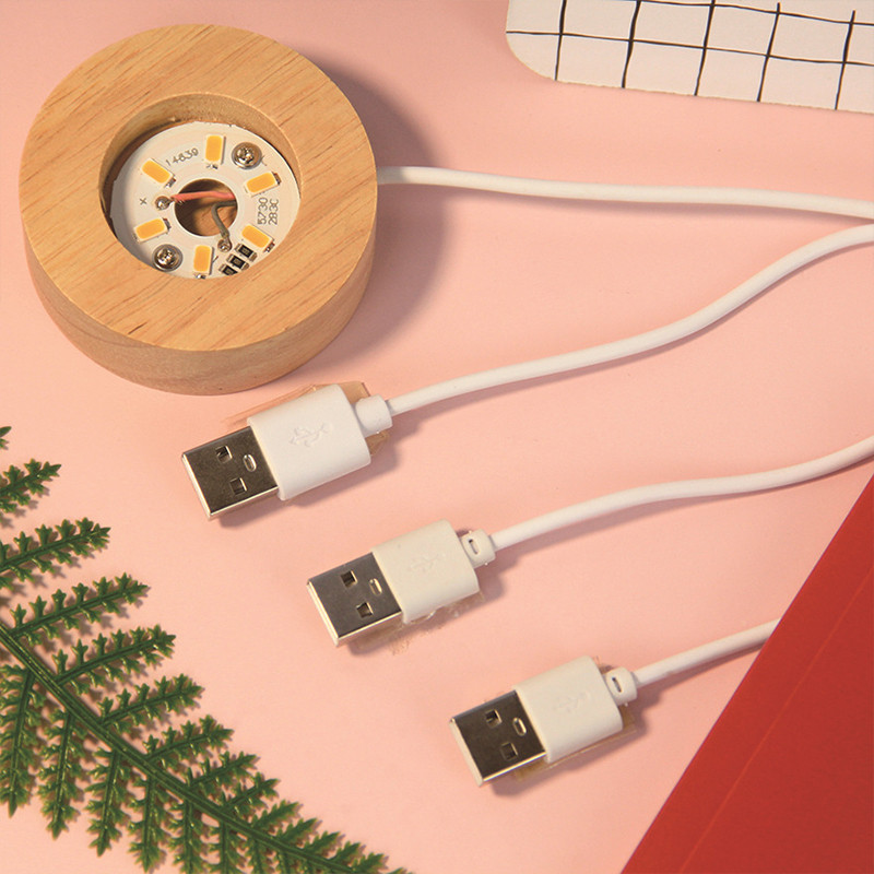 🌤️COD🌤️Đế đèn LED hình cầu pha lê phát sáng, đế gỗ phát sáng, giá đỡ đèn USB, đế đèn ngủ nhỏ.