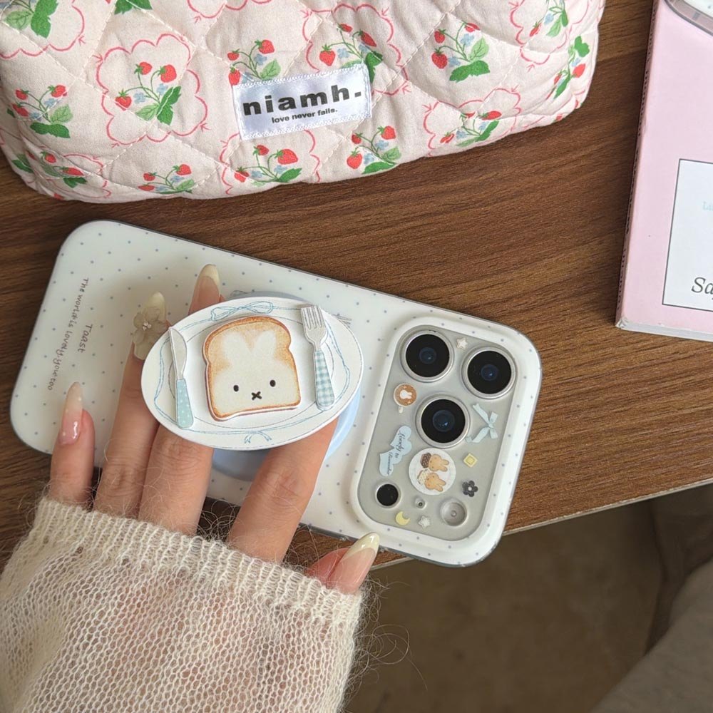 Vỏ cứng Tương thích với iPhone 13 14 14Pro 14ProMax 15 15Pro 15ProMax 16 16Pro 16ProMax 17 17Pro 17ProMax Vỏ nam châm họa tiết bánh mì chấm bi