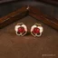 Bông Tai Camellia MãNão Đỏ Bạc S925 Phong Cách Retro Sang Trọng